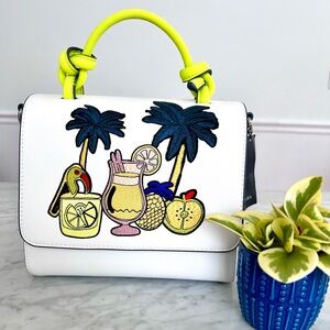 Zara Fun Appliqué White Leather Crossbody